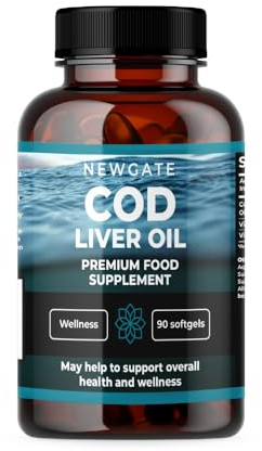 Cod Liver Oil 90 Softgels 1000mg | High Strength Nutritional Supplement for Men & Women | Vitamin A 800µg - Vitamin D 5µg | Heart & Immunity Support | GMO Free