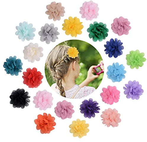 15 Pièces Mousseline de Soie Fleurs Barrettes de Cheveux Multicolore Clip de Fleurs Roses Pinces à Cheveux Fleur Rose Barrettes Fleur Rose Fleur Clip pour Filles Femmes Enfants Fête Plage Mariage