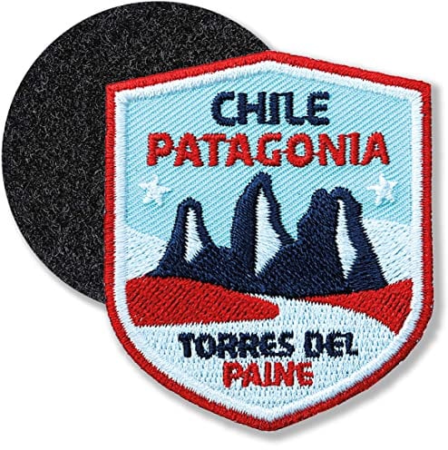 Chile Patagonien Torres del Paine/Klettpatch hochwertig gestickt 61 x 52 mm/Klett-Patch Patches Sticker Applikation mit Klett für Kleidung Rucksack Tasche COH Reiseführer