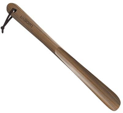 Luxdecor Long Handled Wooden Shoehorn-15in Wood Walnut Shoe Horn for Senior