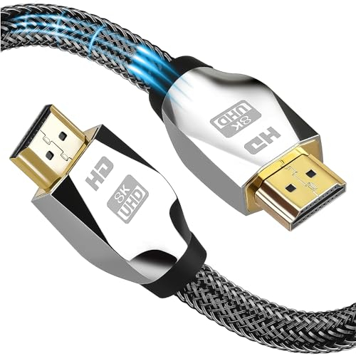 Reagle HDMI 2.1 Kabel – 8K@60Hz, 4K@120Hz, 48Gbps, eARC, DolbyVision, HDR10, VRR, FreeSync, G-Sync, Nylon Geflecht, vergoldete Stecker, kompatibel mit PS5, Xbox Series X/S, LG OLED, RTX 30xx (5m)