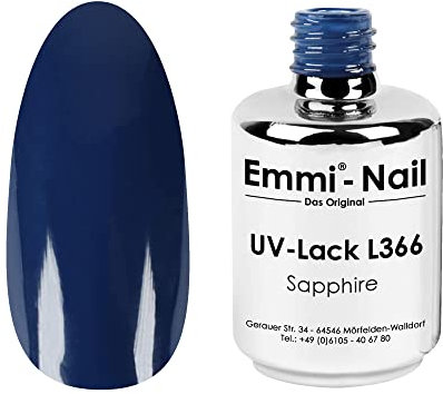 Emmi Nail Lack I LED UV Nagellack I 28 Tage Halt I Langer Glanz & hohe Deckkraft I Stoßfester Lack Nagellack I Kratzfest & vegan I 15ml - Sapphire (Saphirblau, L366)