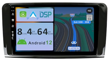 YUNTX [4GB+64GB] Android 12 Autoradio für Benz GL ML Class W164 X164 ML350 ML450 ML500 GL320 GL450-2 Din-[Integriertes Wireless CarPlay/Android Auto/DSP/GPS]-Kamera+MIC-DAB/IPS/Lenkradsteuerung/WiFi