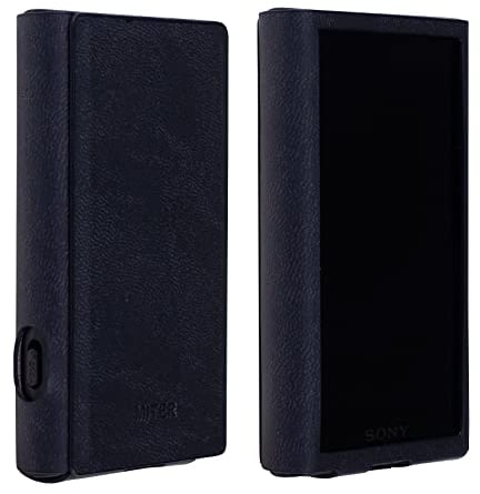 MITER Case for Sony Walkman NW-A307 A306 A303 A300, Hand Crafted Italy PU artificial Leather Case Cover for A300 (Black)