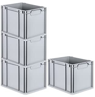 PROREGAL SuperSparSet 4x Eurobox NextGen Economy | Griffe geschlossen |HxBxT 32x30x40cm | 30 Liter | Eurobehälter, Transportbox, Transportbehälter, Stapelbehälter