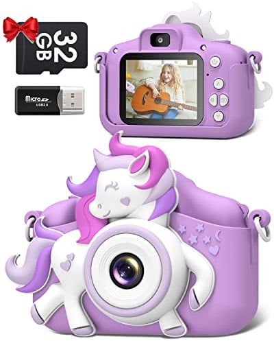Kinderkamera, Gofunly Kinder Kamera 1080P 2,0-Zoll-Bildschirm Kamera Kinder mit 32GB-Karte Selfie Digitalkamera Kinder Fotoapparat Kinder für 3-12 Jahre Jungen und Mädchen Weihnachten Spielzeug