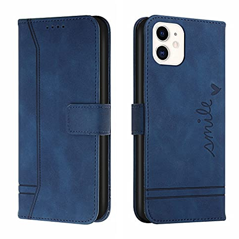 Trugox Handyhülle für Apple iPhone 12 Mini Hülle Klappbar Klapphülle mit Kartenfach Handytasche Handy Schutzhülle Tasche Leder Wallet Flip Case Slim Book Cover - Blau
