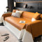 Gualiy Couchbezug 180x360cm, Zweifarbige Nähte Sofabezug 4 Sitzer Couchbezug rutschfest Karamell Sofa Überzug für Ledersofa