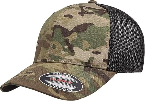 Flexfit Herren Trucker Mesh Cap, Multicam-Grün, XL/XXL