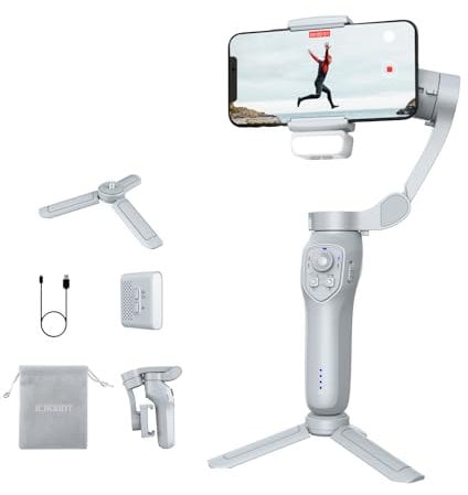 Gimbal per telefono a 3 assi con luce di riempimento regolabile, stabilizzatore per smartphone, stabilizzatore per registrazione video, giunto cardanico per Android e iPhone, TikTok YouTube Vloging