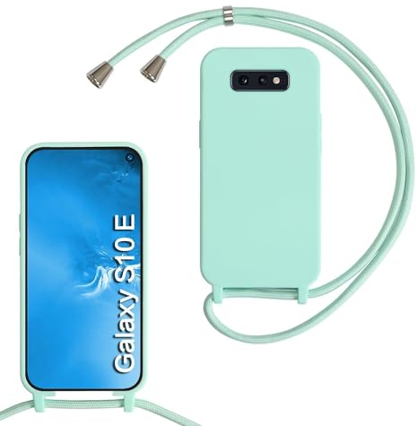 Haygdz Silikon Handykette für Samsung Galaxy S10E Hülle mit Band,Verstellbarer Halskette Handyhülle,Necklace Hülle mit Band,Handyhülle für zum Umhängen,Case mit Schnur, Mintgrün