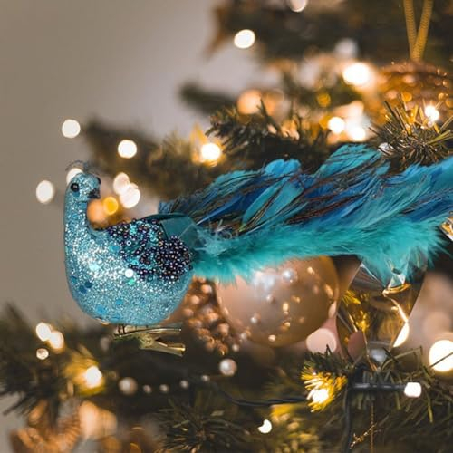 Zoegneer Simulierter Pfau, Xmas Pfau Ornament Xmas Party Ornamente Pfau Zubehör Für Weihnachtsbaum Wohnzimmer Dekoration Blau