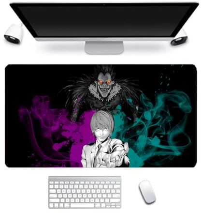 Tongyundacheng Death Note Mauspad, Gaming-Mauspad, Anime-Death Note-Charakter, bedrucktes Mauspad, rutschfeste Gummiunterseite, Computer-Tastaturmatte für Gaming und Büro, 800 x 300 mm