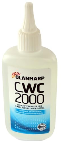 Olanmarp CWC 2000 – Der Revolutionäre Geruchsvernichter und Flächendesinfektion für Toilettenstühle, Urinflaschen –und Beutel. Endlich ohne unangenehmen Gerüche! Made in Germany (100 ml)