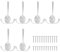 ONEBO 6 Stück Wandhaken Retro,Kleiderhaken Wand Drei Haken Garderobenhaken,Zinklegierung, für Küche, Bad, Schrank, Schrank, Dusche, Schublade, Kleiderschrank, Büro (Weiß)