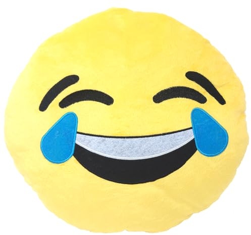 Brigamo 【𝙋𝙧𝙞𝙢𝙚 𝘿𝙚𝙖𝙡】 Premium Emoticon DekoKissen Plüsch SofaKissen Kuschelkissen, 35 cm (Freudentränen)