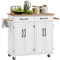 HOMCOM Isla de Cocina Carrito de Cocina Mueble Auxiliar de Comedor con Ruedas 4 Puertas 2 Cajones Toalleros y Estantes Ajustables 111x44,5x90,5 cm Blanco y Roble