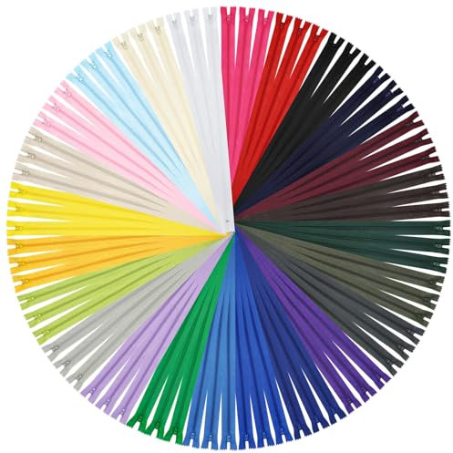 DOITEM 72 Stück Nylon-Reißverschlüsse zum Nähen und Basteln | 24 Farben Reißverschlüsse (Mehrfarbig, 25cm)