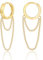 WOVEE Creolen Gold mit Kette Anhänger Chain Klein 8mm Ohrringe Silber 925 Hängend Vergoldet Ohrringe mit Kette Verbunden Silberohrringe 925 Damen Herren