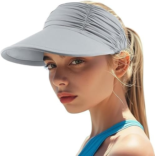 Baynetin Visera Mujer, Anti UV Gorra, Plegable Sombrero De Playa, Deportiva Protección UV, Duplica Protección de Piel, Sombrero de Sol para Juego, Deportivas para Exteriores (Z_Gris)