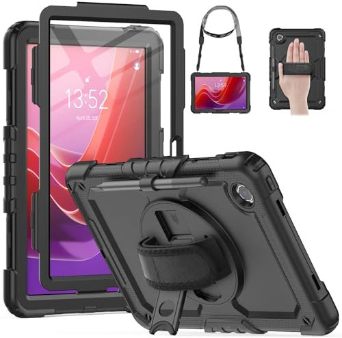HXCASEAC Case for Lenovo Tab M11/K11 LTE 11’’ with Screen Protector/Pen Holder/Rotating Hand Strap/Stand, Protective M11 Tablet Case (TB-330FU/TB-330XU) Cover 2024, Black