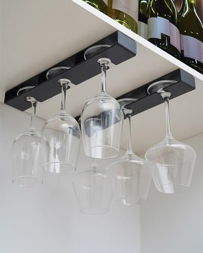 Aucaer 2 Stück Weinglashalter zum Umhängen, Schraubenlose HäNgen, Weinglashalter Wand, Stielglashalter Glasaufbewahrung, Stabil Glashalter Geeignet FüR KüChe, Bar, Restaurant