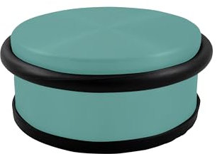 HSI Türstopper Boden Edelstahl 95 x 40 mm Türkis - Rutschfester, flacher Stopper mit türschonendem Gummiring, Rostfrei
