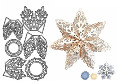 Sredwtk Weihnachtsanhänger 3D Schneeflocke Stanzschablonen Weihnachten 3D Metall Prägeschablonen Stanzformen Schneiden für DIY Karte Sammelalbum Scrapbooking Fotoalbum Deko Cutting Dies
