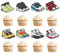 Blumomon 32 Stück Dual Front Turnschuhe Kuchen Topper Basketballschuhe Tortenaufsatz Sports Kuchen Dekoration Basketballspieler Kuchen Dekorationen für Sport Thema Party Zubehör