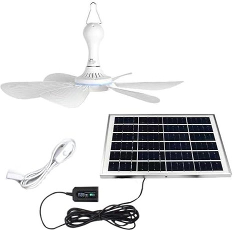 LYCDPYCD 6/10W Solar Fans 6 Plug-in Fan Blades Low Sound with Hook USB Outdoor Ceiling Fan ABS Fan Diameter 42 Suitable for 5-10 Square Meters(10W)