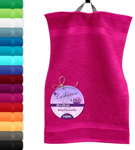 Lashuma kleines Gast Handtuch 30x50 cm, Linz Frottee Gästetuch Pink - Purpur