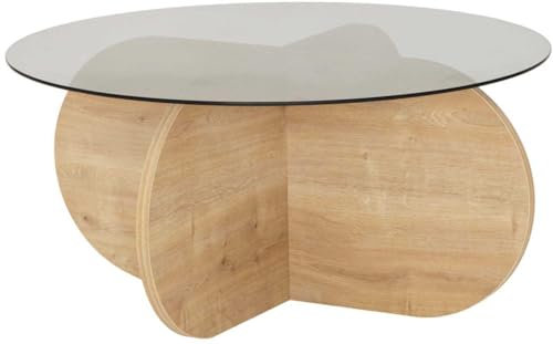 Emob - Table basse Fashion en bois | 100% verre trempé | Chêne Fumé