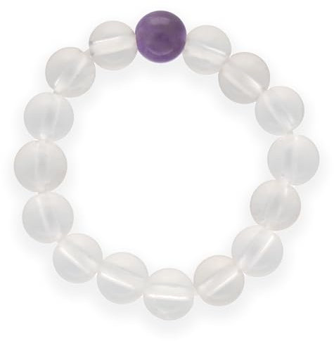 Lebensquelle Plus Mini Kugel Ring | 4mm | Hochwertiger Edelsteinring (Bergkristall + Amethyst, 59-61)
