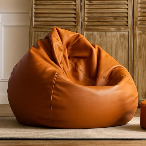 DreamNest Karl – Funda de puf gigante de 100 cm de piel sintética sin relleno | Forma de gota de agua | Funda Beanbag vacía ultrarresistente para salón, juegos, dormitorio, cine en casa