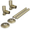Manual Radiator Valve Round Angled - 15mm x R 1/2 - Brushed Brass with Matching Clip-on Pipe Covers and Collars