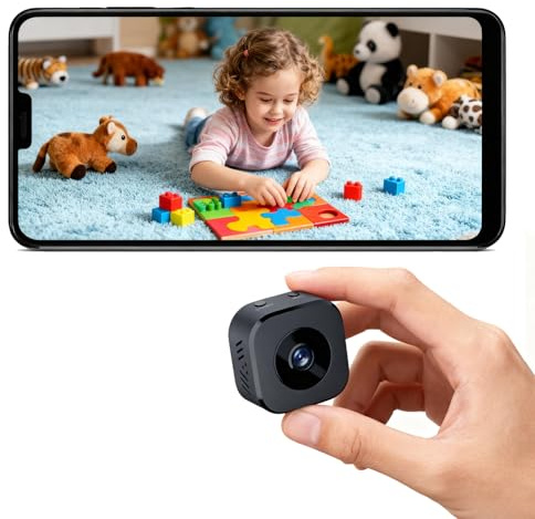 senri 1080P HD Mini WiFi Hidden Camera - Wireless Indoor Security Cam with Night Vision, Motion Detection, SD Storage for Home Surveillance, APP Control Compatible with iOS & Android for Kids/Pets