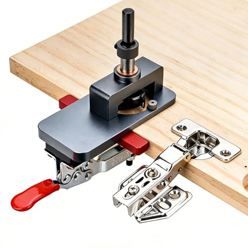 VOBOR 35mm Scharnier Bohrschablone für Topfscharniere, Aluminiumlegierung Verdecktes Scharnier Jig, Scharnierlehre Möbelbau für Türschränke DIY Zimmerei