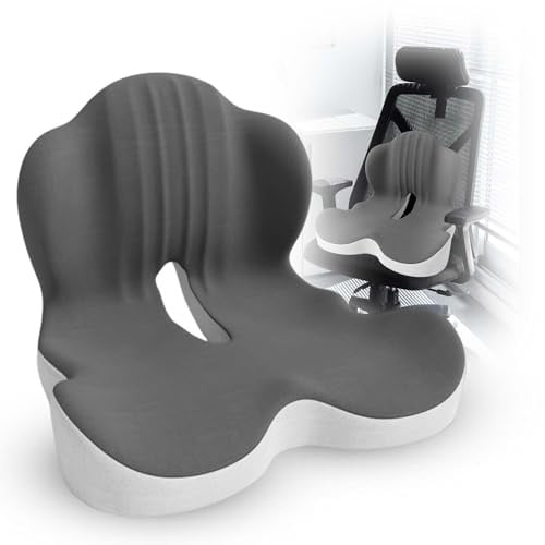 Grande cuscino per sedile in memory foam con supporto lombare per sciatica e sollievo dalla pressione del coccige, cuscinetto per coccige per sedia da ufficio, auto, sedia a rotelle, casa, ufficio