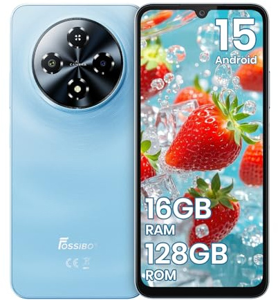 FOSSiBOT S5-120Hz Smartphone Android15, 6000mAh batteria Telefono Cellulare, 16GB+128GB/1TB Gemini AI, Cellulare schermo 6.88, 8.5mm Cellulari e Smartphone, Dual SIM 4G telefono (Blu)