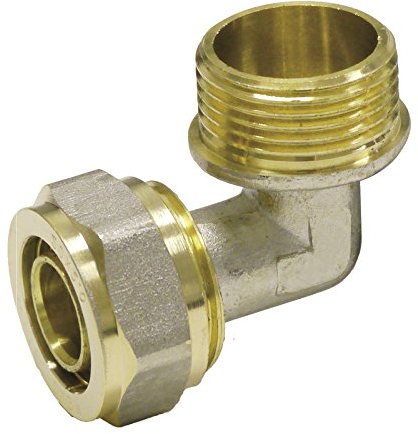 Pipetec Schraubfitting Winkel Übergang 20x2 mm 90° 3/4 Aussengewinde für Mehrschicht-Verbundrohr, DVGW, UBA-konform, bis max.100°C