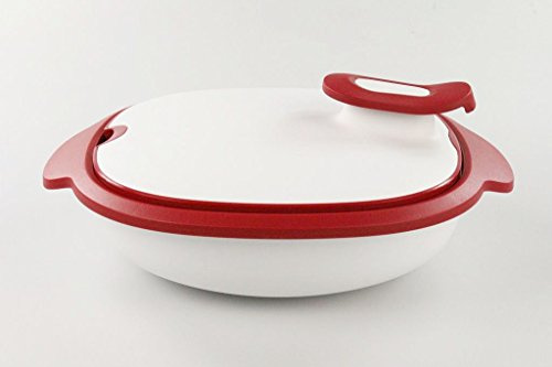 TUPPERWARE Thermo-Duo 1,3 L rot weiß Servieren Warmhalten Warmie Tups Iso-Duo 17011
