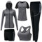 ZETIY Damen Traingsanzug Yoga Kleidung Anzug 5er-Set Sportanzüge Jogginganzug Gym Fitness Kleidung Laufbekleidung Sportswear Sport Yoga Outfit Damen BH Leggings Set - Grau - S