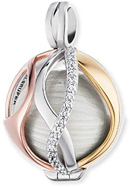 Engelsrufer Damen Anhänger Paradise aus Sterling Silber tricolor - mit austauschbarer Klangkugel XS - besetzt mit 19 Zirkonia Steinen - Anhänger zum Öffnen - Größe: 15,8 mm