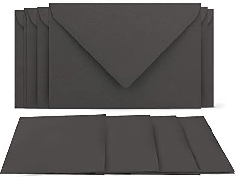 25 Klappkarten mit Umschlägen Set Anthrazit - DIN A6 Blanko Doppelkarten 14,8 x 21 cm (160 g/m²) - DIN C6 Umschlag 11,4 x 16,2 cm (120 g/m²) Nassklebung - Grußkarten Einladungskarten Hochzeit