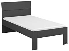 Rauch Möbel Flexx Bett Futonbett in Grau metallic, Schwarz, Liegefläche 90 x 200 cm Gesamtmaße Bett BxHxT 95 x 90 x 209 cm