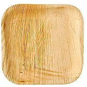 Einweg - Teller aus Palmblatt ökologisch und kompostierbar von Papstarpure Natur 18 x 18 cm Inhalt 6 Stück