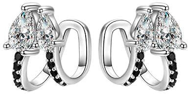 Trendy Original 925 Sterling Silber Schmuck Schwarz Spinell Stein Hochzeit Ohrringe für Frauen