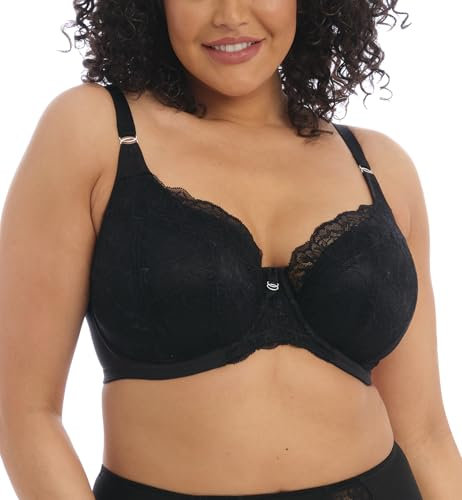 Elomi Women's Brianna Underwire Padded Half-Cup Bra Plunge, Black, 32H US