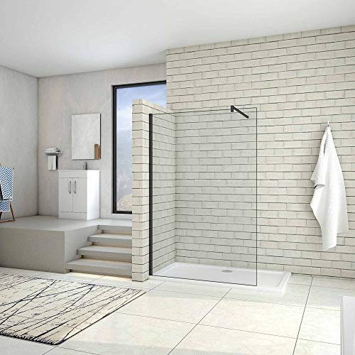 AICA paroi de douche 120x200cm profilé noir mat paroi de douche noire mat à l'italienne avec une barre de fixation noire