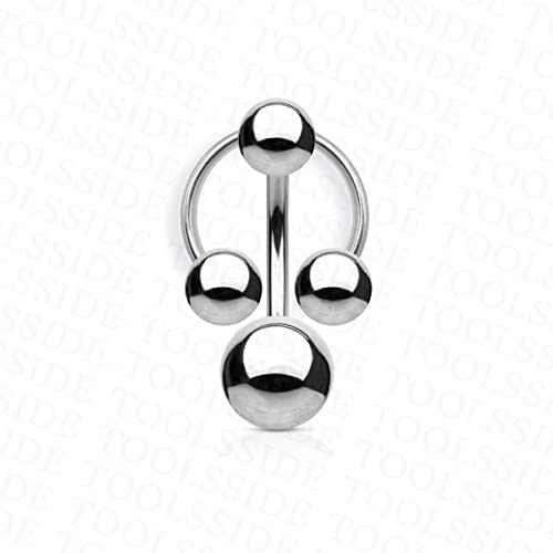 TOOLSSIDE Jewelry for Special Moments with 4 Balls - Piercing Jewelry for Women - Belly Button Ring 14 gauge, Stainless Steel Belly Button Rings, Navel Rings for Women